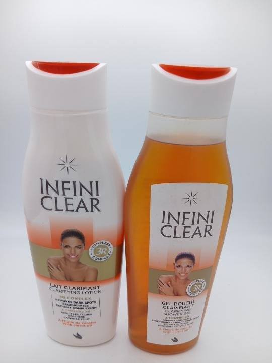 Infini Clear Lait et gel douche corporel anti taches 500ml + 500ml