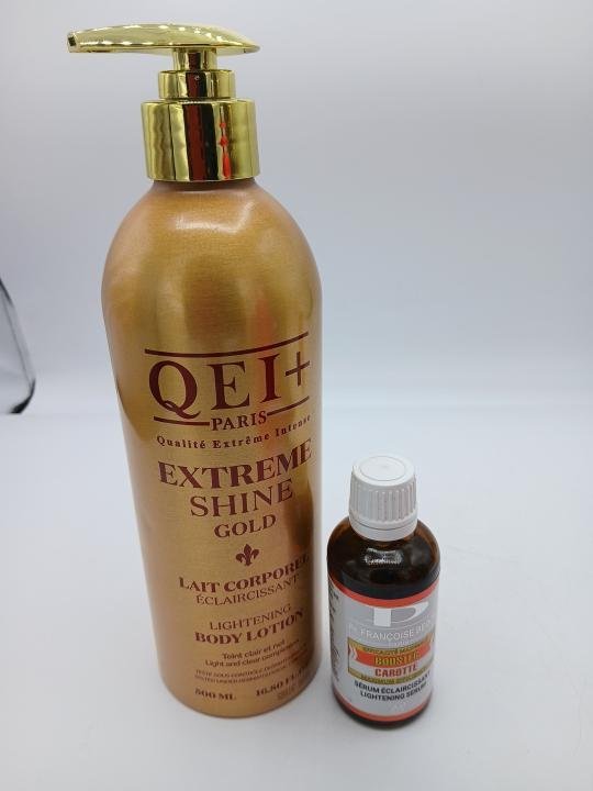Lait QEI plus Extreme Shine Gold 500ml et serum Francoise Bedon Ultime Carotte Booseter - Imagen 2