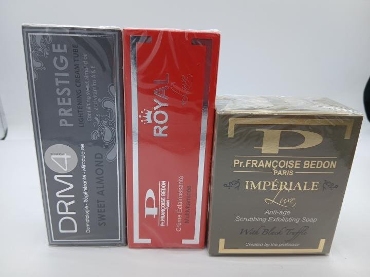  Fancoise Bedon savon imperiale, Creme francoise Bedon DRM4 Prestige et 1 creme Royal anti taches et unifiant