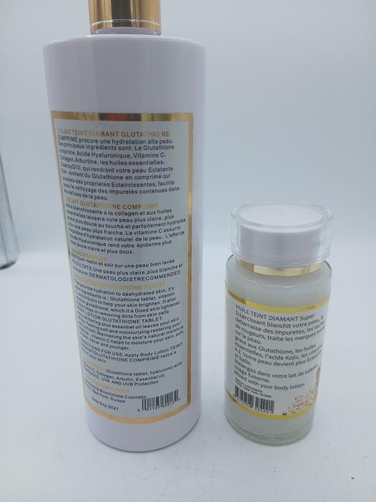 Teint Diamant Glutathione Comprimé Lait et huile serum concentrée 500ml + 100ml - Imagen 2