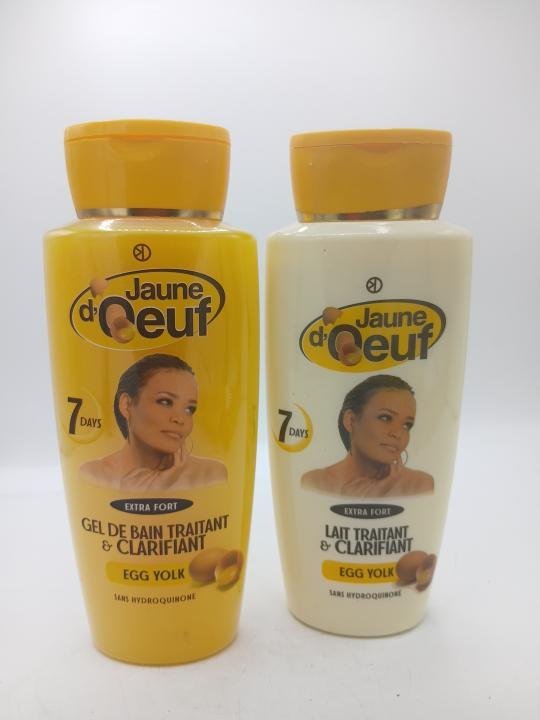 Jaune D'oeuf  Lait clarifiant et gel douche exfoliant 450ml + 450ml
