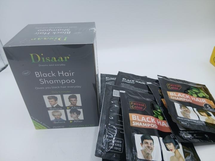 Teinture permanent, herbale et naturelle pour cheveux et barbe, couleur noir 5 sachets