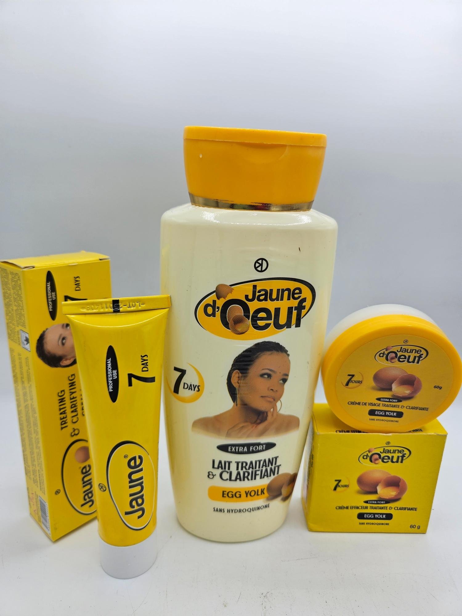 Gamme Jaune d'Oeuf Crème tube , Lait 4500ml et Crème visage nti taches concentré clarifiant et efficace 3pcs - Imagen 2