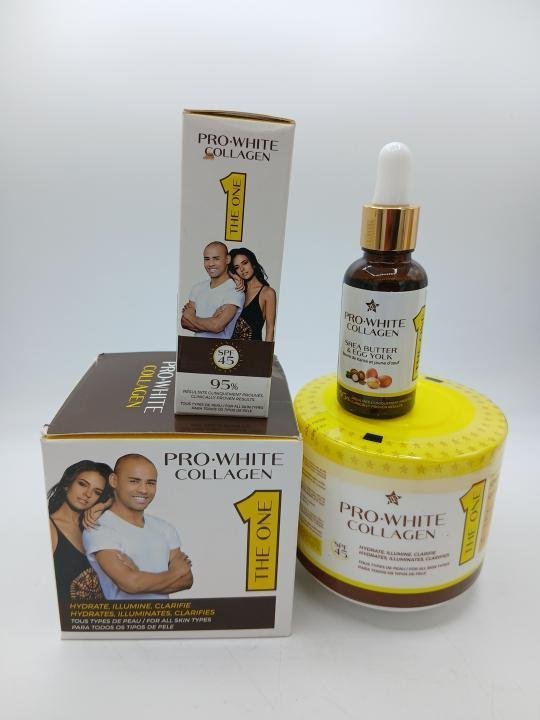 Pro White Collagen – Pack de Crema Facial en Tarro y Sérum Aclarante Antimanchas