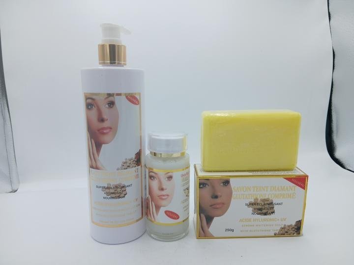 Teint Diamant Glutathione Comprimé Lait  concentrée 500ml Huile Concentré 100ml et savon gommant 250ml