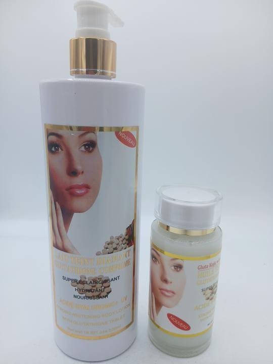 Pack Teint Diamant Glutathione – Leche Corporal Concentrada 500 ml y Aceite Sérum 100 ml